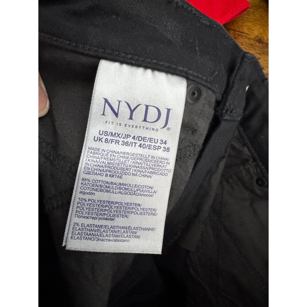 NYDJ Black Denim‎ Sheri Slim Straight Leg Jeans Womens Casual Mid-Rise Size 4 - Picture 5 of 5